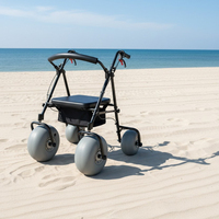 Andador y Silla de Ruedas Plegable Manual para Viajes al Aire Libre con Freno de Mano, Silla de Ruedas para Playa, Fácil de Empujar, Andador y Rollator Duradero