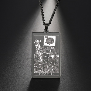 Collar con Colgante de Aniversario Rider Waite, Barato, de Acero Inoxidable, Rectangular, con Tarjeta del Tarot R.GEM. Aniversario Geométrico Retro Vintage - Product Image 3