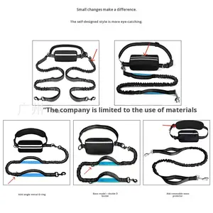 Correa para Perro con Manos Libres, Bolsa con Cremallera, Asas Doblemente Acolchadas, Bungee Resistente para Caminar, Trotar, Correr, para Perros Medianos y Grandes, Suministros para Mascotas - Product Image 3