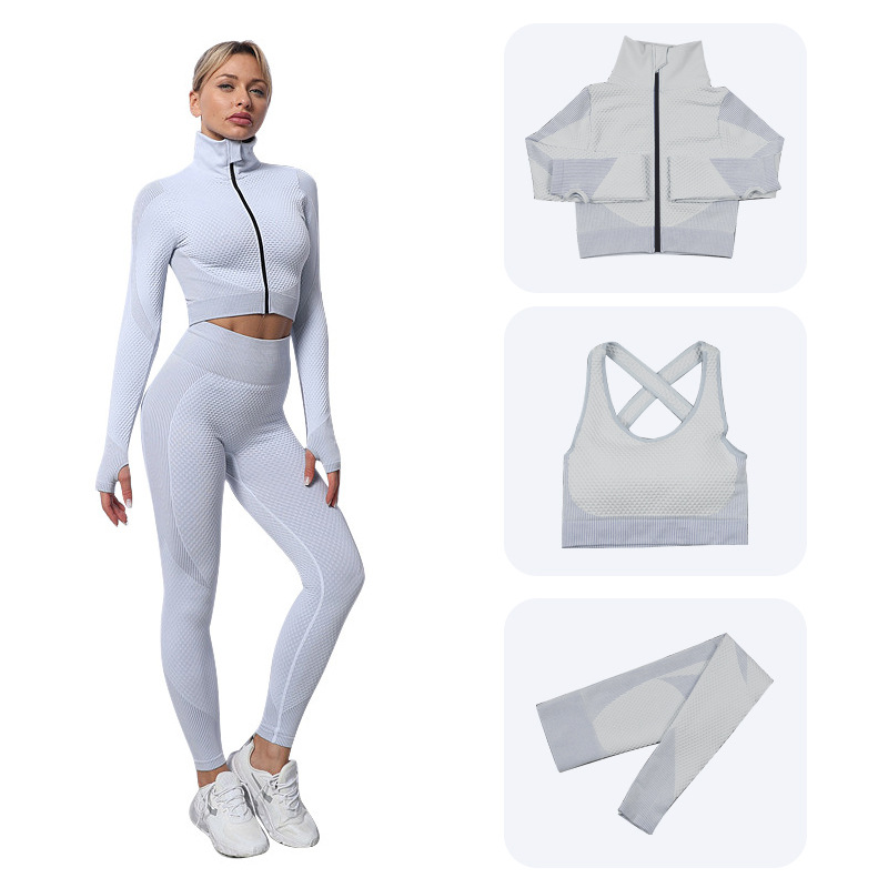 3 piezas manga larga + sujetador + leggings (e9a787)