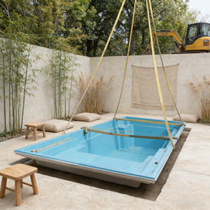 Piscine en fibre de verre sur mesure, piscine enterrée de jardin, piscine de hôtel étanche, grand conteneur de piscine en fibre de verre étanche pour hôtel - Product Image 1
