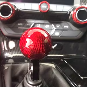 Pièce de modification intérieure pour voiture de course JDM, pommeau de levier de vitesse manuel en fibre de carbone véritable, pommeau de levier de vitesse rond avec 3 adaptateurs filetés - Product Image 6