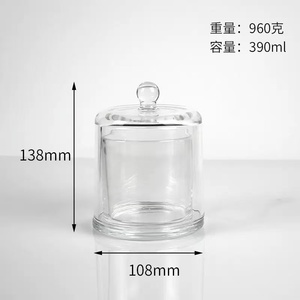 Venta al por mayor 390 ml buena calidad transparente forma de <span class=keywords><strong>campana</strong></span> vela de <span class=keywords><strong>cristal</strong></span> tarro vacío vela contenedor con tapa de cúpula - Product Image 6