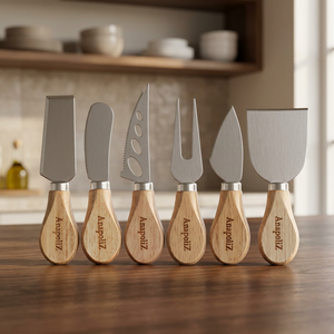 Ensemble de couteaux à fromage Sheeraz International avec manche en bois, mini-couteaux à fromage en acier inoxydable pour servir le fromage lors de fêtes - Product Image 1