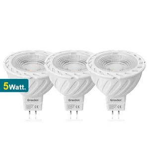 Greeden vỏ nhựa với nhôm tản nhiệt 2700k Trắng ấm 5W 12V MR16 dẫn bóng đèn gu5.3 COB Spotlight bóng đèn