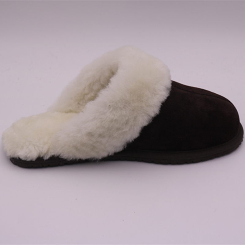 Оптовая продажа, каштановый черный австралийский меринос, зимние комнатные шерстяные меховые Шерстяные Тапочки