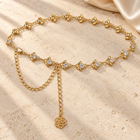 Chaîne de taille en strass couleur or et argent avec breloque fleur, ceinture réglable, accessoires de mode pour robe, cadeau de fête pour femme