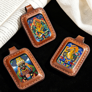 Colgante Thangka Pintado a Mano con Guan Gong, Tara Verde, Quinto Llama, Zha Ji Lam, Estilo Tibetano Personalizado - Product Image 5