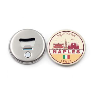 Custom Logo Naples Magnets Round Tin <b>Plate</b> Souvenir Napoli Fridge Magnet - Product Image 1