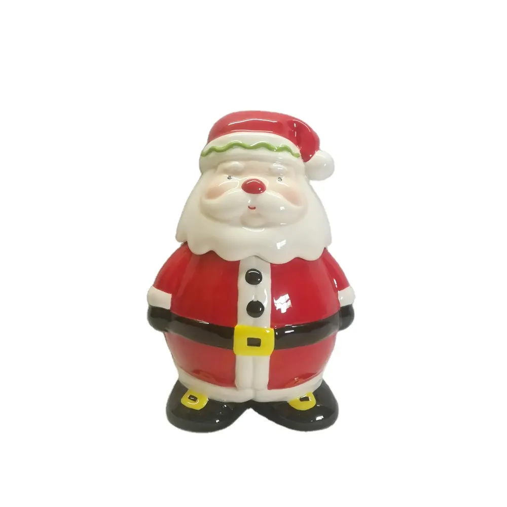 Tarro para galletas Exner color rojo y blanco cerámica, 12,5 x 12,5 x 20,5 cm diseño de Papá Noel 