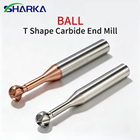 SHARKA 2F 3Flute Lollipop Cutter Ball Nose Carbide End Mill AlTiN coated CNC Milling Cutter Machining Tool Router Bit for Steel