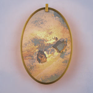 Lampe murale de salle de bain ronde minimaliste de luxe en alliage de bronze vintage avec LED, en pierre naturelle, vente en gros - Product Image 3