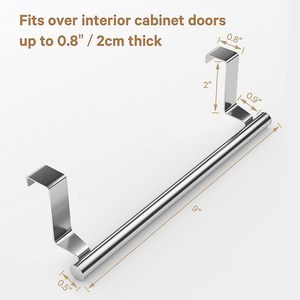 Stainless Steel <strong>Over</strong> <strong>Door</strong> <strong>Towel</strong> Rack Bar Holders for Universal Fit on <strong>Over</strong> Cabinet Cupboard <strong>Doors</strong> 2 Pack - Product Image 1