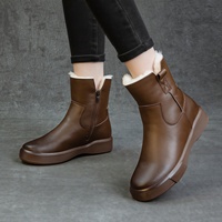 Bottes de neige basses pour femmes, hiver, dessus en cuir véritable, semelle épaisse, doublure en fausse fourrure, bottes décontractées