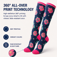 Calcetines Personalizados Hasta la Rodilla, Impresión Digital por Sublimación de 360 Grados, Calcetines con Logotipo Personalizado, Venta al Por Mayor, OEM, ODM, para Hombre y Mujer