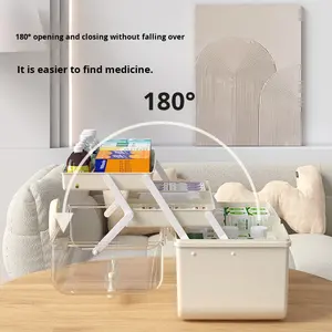 大容量ポータブル3層透明薬収納ボックスモダン多機能クリエイティブデスクトップアルミプラスチック - Product Image 3