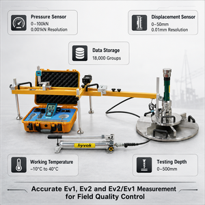 Tester di <span class=keywords><strong>Modulo</strong></span> di Deformazione Statica EV2 ad Alta Precisione con Sensore di Pressione 0-100kN e Sensore di Spostamento 0-50mm - Product Image 3