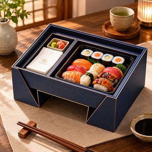 Boîte d'emballage pour sushis, récipient alimentaire carré personnalisé recyclable, pour emporter - Product Image 1