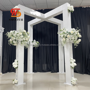 SMOOTH White Metal Cross Metal Chuppa wedding Decoración Iron Canopy Mandap Telón de fondo Nueva llegada para uso en interiores - Product Image 3