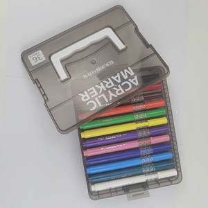 Multi-Color Acrylic Marker <b>Set</b> with Portable Plastic Storage Case Water Based Smooth Ink Art Markers for School Children - Product Image 3