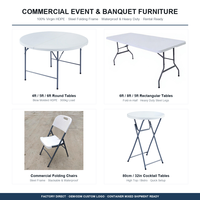 Tables pliantes rondes en HDPE de 4, 5 et 6 pieds, robustes, pour événements, mariages et banquets
