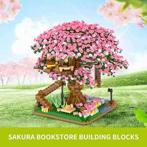 2008 Piezas Mini Micro Ladrillos Casa Árbol de Sakura Bloques de Construcción Set Flor de Cerezo Juguetes DIY para Ensamblar - Product Image 5