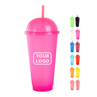 Gobelet en plastique PP à paillettes à paroi simple, sans BPA, grande capacité 700 ml, avec couvercle dôme et paille, pour bubble tea et café glacé, personnalisable avec logo