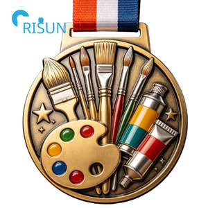 Medaglia Personalizzata per Artisti, Premio per Accademia d'Arte, Pennello da Pittura, Medaglione per Competizioni d'Arte - Product Image 3