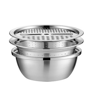 Stainless Steel Grater Set 26cm 28cm Multi Functional <b>Colander</b> <b>Strainer</b> Bowl Sieve Drain Basket Kitchen Tool - Product Image 1