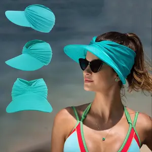 Casquette pare-soleil de plage 2024 printemps/été nouveau haut vide 50 + chapeaux de protection solaire solaire pour femmes chapeau de sport de plein air visière en gros