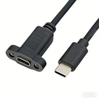 Câble de données USB 3.1 Type C mâle vers USB Type-C femelle à montage sur panneau, fonctionnalités complètes