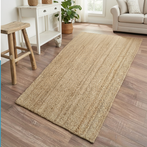Modern Floral Jute <b>Runner</b> Rectangle Braid Rugs Eco-Friendly Anti-Bacteria Non-Slip Stain-Resistant Machine-Made Flat Pile - Product Image 3