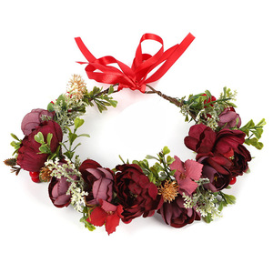 Accessoires de cheveux de mariage tendance, couronne de fleurs bohème en tissu floral, bandeau pour femmes, filles, dames, <span class=keywords><strong>mariée</strong></span> - Product Image 6