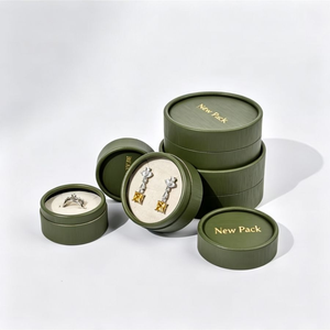 Eco Friendly Cardboard White Pink Luxury Sliding Jewelry Paper Round Box Custom Jewelry Drawer Box - Product Image 1