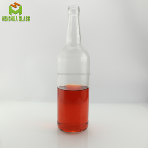 Fabricant personnalisé 1000ml 32oz <span class=keywords><strong>1L</strong></span> <span class=keywords><strong>bouteille</strong></span> de <span class=keywords><strong>rhum</strong></span> en verre ronde liqueur vin vodka gin tequila bouteilles de whisky en verre avec couvercle à vis - Product Image 1