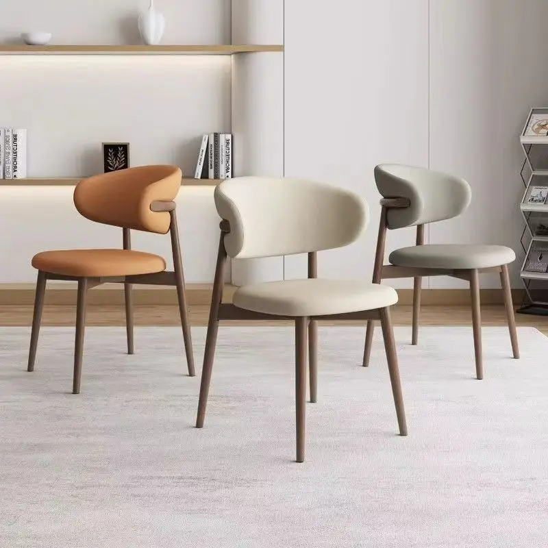 Meubles de salon modernes de luxe en cuir nordique léger bureau à domicile chaises de salle à manger en or