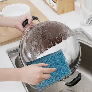 Durable Kitchen Scrub Scouring Sponge Pad Non-Scratch Stainless Steel Microfiber Dishwashing Sponges