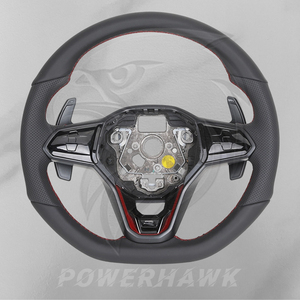 Volant en cuir compatible avec <span class=keywords><strong>Volkswagen</strong></span> Golf 5 6 7 7.5 8 GTI R GTE GTD GTS Jetta MK6 MK7 MK8 Tiguan L Passat CC Polo Scirocco - Product Image 1