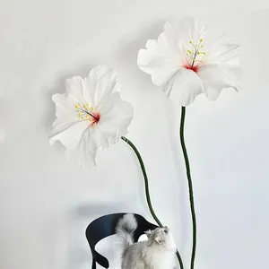 Özelleştirilmiş dev ipek kağıt yapay ebegümeci rosa-sinensis çiçekler düğün olay için ekran dekorasyon çiçek