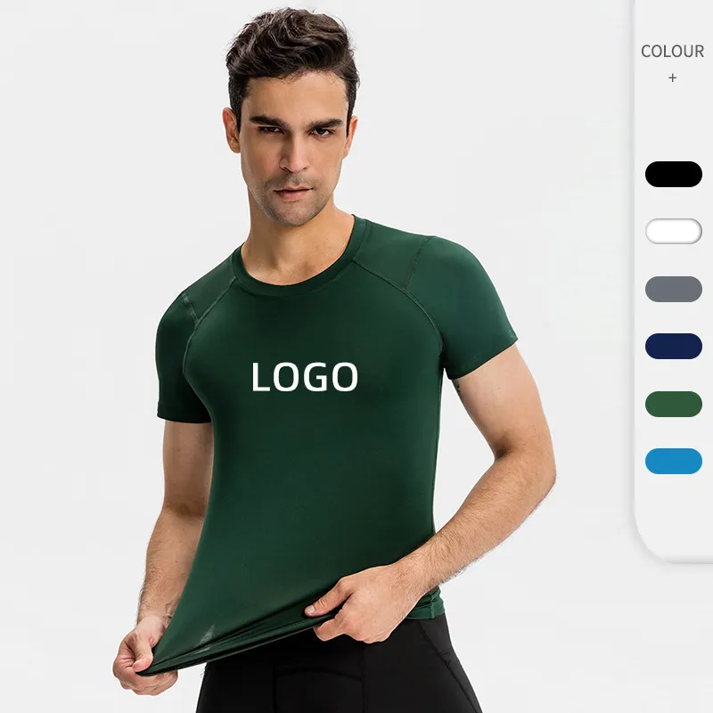 T-shirts de sport à Logo personnalisé pour hommes, vêtements d'entraînement, de course en plein air, très extensibles, à séchage rapide, nouveau, 2020
