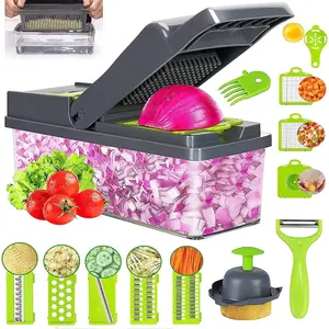 16 trong 1 đa chức năng cầm tay hành tây cắt trái cây Slicer khoai tây Báo Chí Peeler Hướng dẫn sử dụng rau Chopper tỏi Máy Nghiền