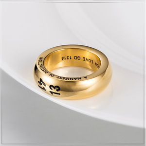 Trendy Number Titanium Steel <b>Ring</b> 1314 Gd Inspired Unisex Fashion Jewelry Gift - Product Image 3