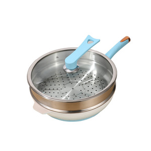 Non Stick Frying Pan Clay Coating 32Cm With Lid For Egg Cooking Multi Functional Wok Hand Wash Only Eco Friendly - Product Image 2