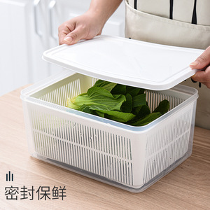 Multi Functional Double Layer Drain Basket With Lid For Kitchen Refrigerator Storage L Size Transparent Plastic - Product Image 3