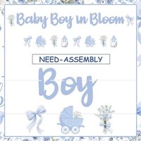 Dekorasi Baby Boy in Bloom, Spanduk Baby Boy in Bloom, Pita Biru, Bunga, Perlengkapan Pesta Baby Shower