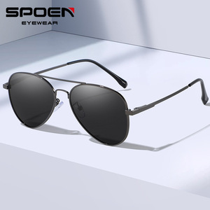 Lunettes de soleil pilote SPOEN ovales polarisées UV400 avec monture en métal unisexe pour la pêche - Product Image 1