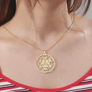 Myshape Metatron Cube collar <span class=keywords><strong>de</strong></span> acero inoxidable Geometría Sagrada símbolo poderoso Kabbala amuleto Salomón joyería - Product Image 4