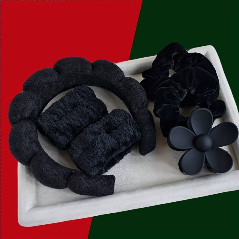 Black hairband hairpin wrist 6-piece set-seam interface