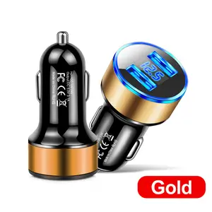 Hot bán kép USB Car Charger Adapter 2 cổng USB LED hiển thị Car Charger 12V để USB Outlet LED/LCD hiển thị