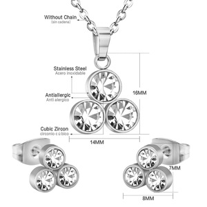 Ensemble de colliers en acier inoxydable avec pendentif en strass pour femmes, bijoux de fête, accessoires de mode - Product Image 4
